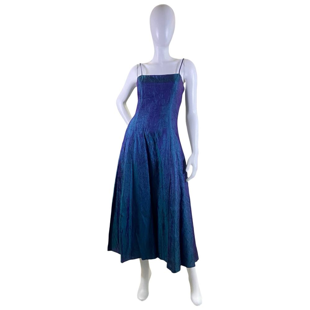 90s Jessica McClintock Iridescent Tea Length Dress | Prom Party Dress Small